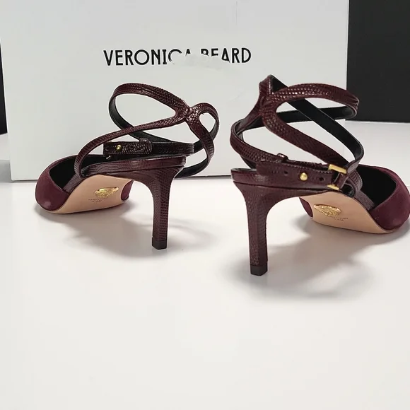 NIB$395 VERONICA BEARD Colette Wraparound Ankle Strap Point Toe Pump In Acai 5.5